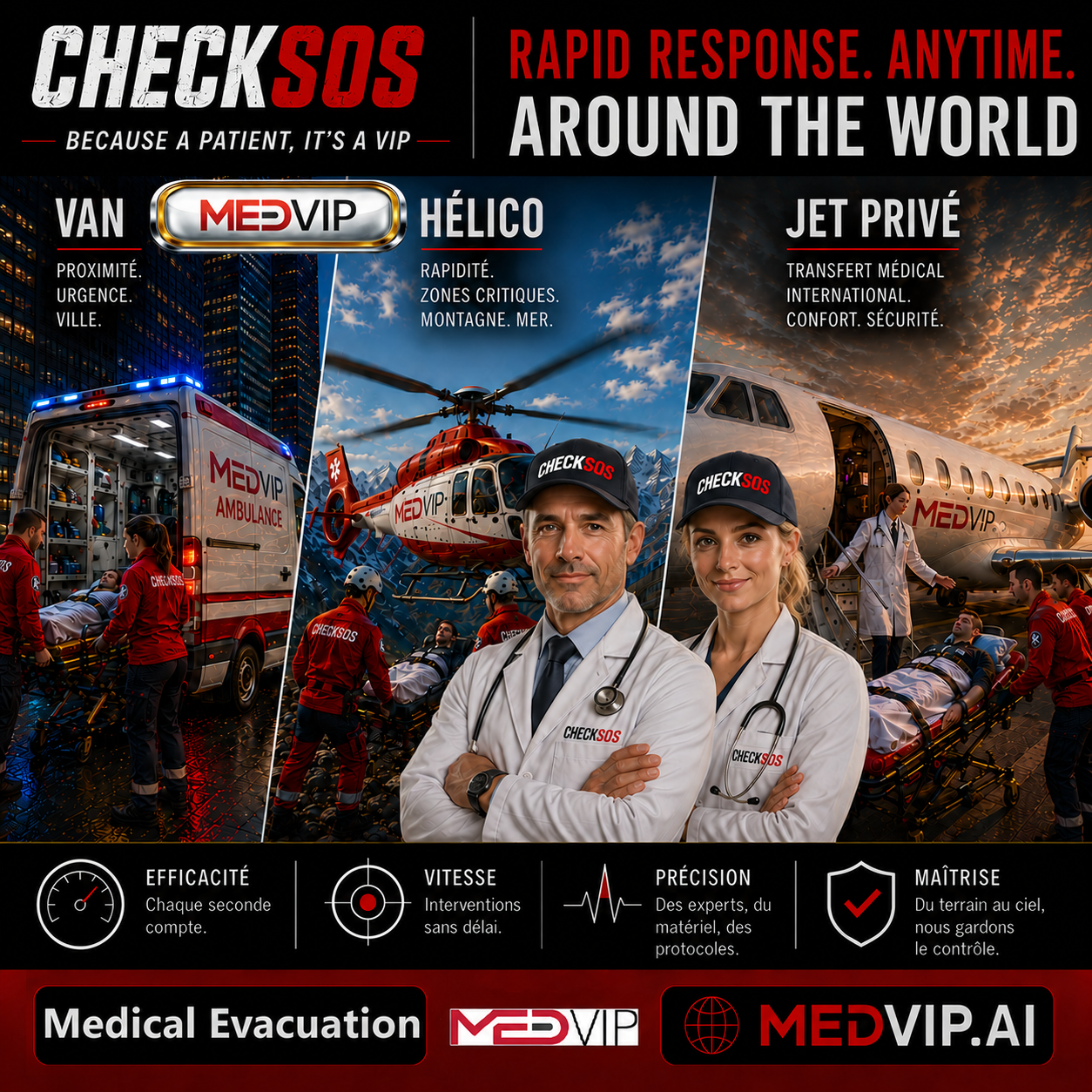 Evacuation médicale Ambulance : Van, Jet, Hélicoptère